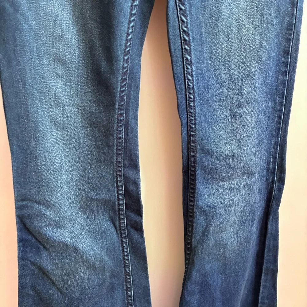 Free People Penny Pull On Jeans blue denim faded flare wide leg stretchy